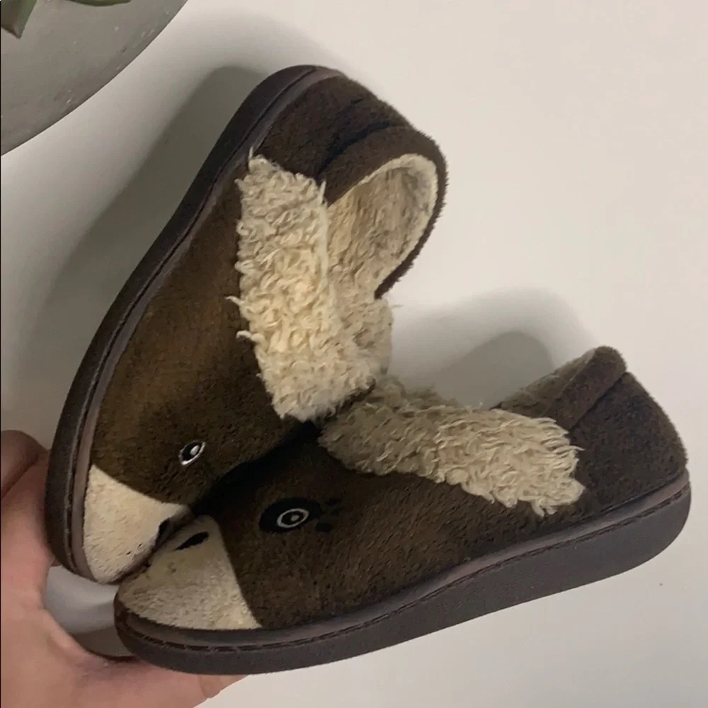 Baby Puppy Eye Patch Slip On House Shoe Slipper brown 7
